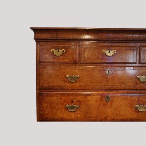 George III walnut chest on chest cornice