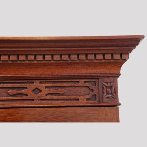 Georgian style mahogany bookcase cornice detail