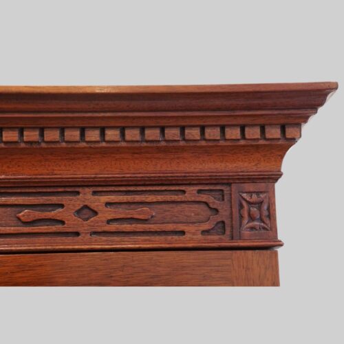Georgian style mahogany bookcase cornice detail