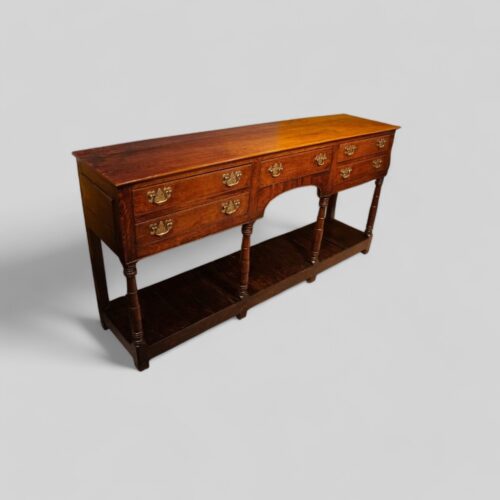 Large Antique oak dresser base angle
