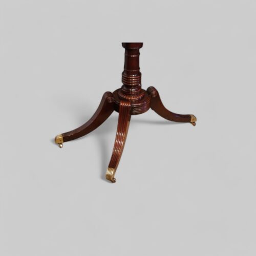 Sheraton mahogany twin pillar crossbanded dining table base angle