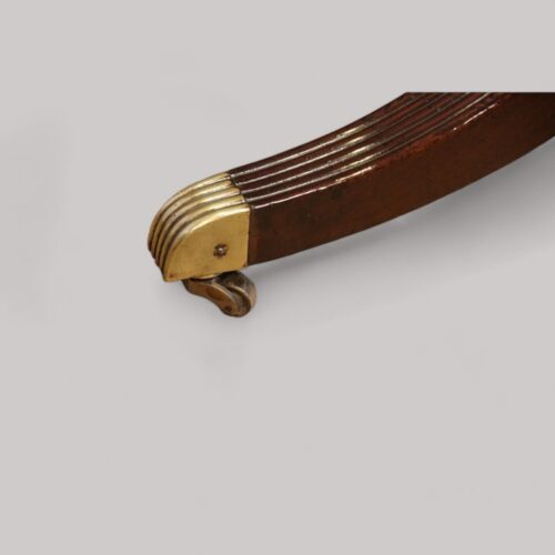 Sheraton mahogany twin pillar crossbanded dining table base brass cap toe