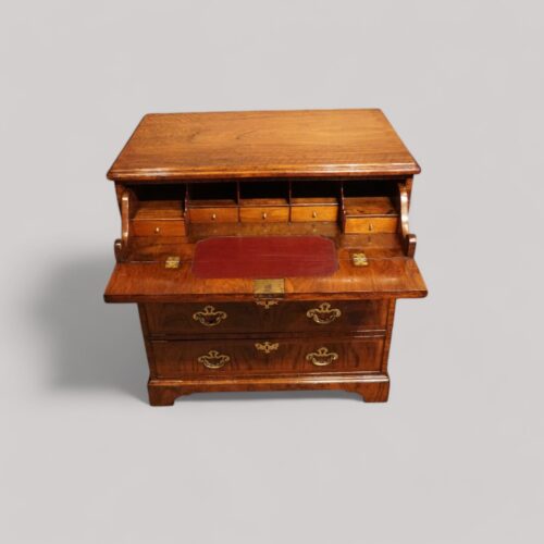 Small George II walnut secretaire chest desk open