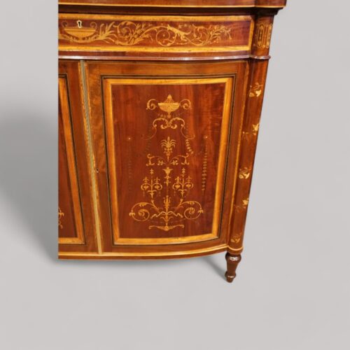 Victorian inlaid display cabinet door detail