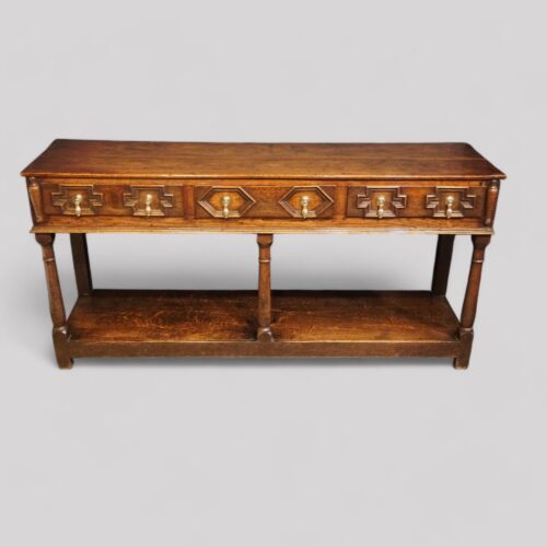 19th century oak pot board dresser base front