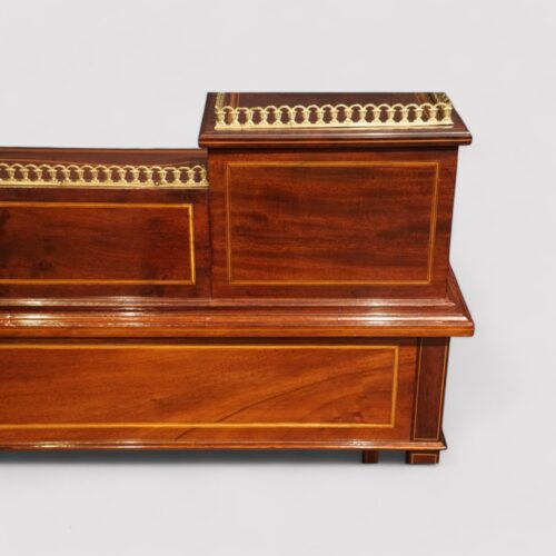 Edwardian inlaid mahogany writing table rear detail