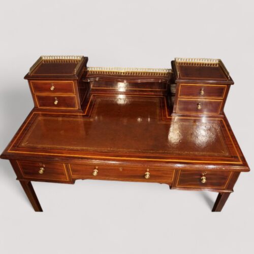 Edwardian inlaid mahogany writing table writing surface