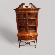 Edwardian inlaid serpentine bookcase 1