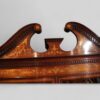 Edwardian inlaid serpentine bookcase pediment