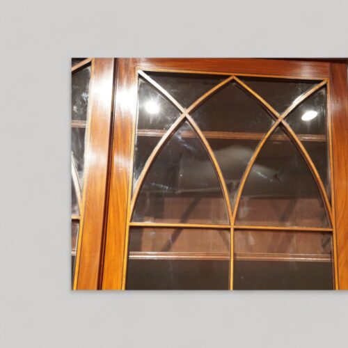 George III mahogany breakfront bookcase arched tracery