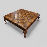 Large leather buttoned stool