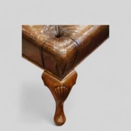Large leather Chesterfield stool leg