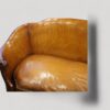 Pair of Edwardian leather sofas curved arm