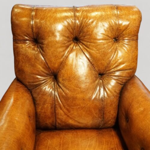 Victorian leather club chair button back