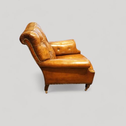 Victorian leather club chair side
