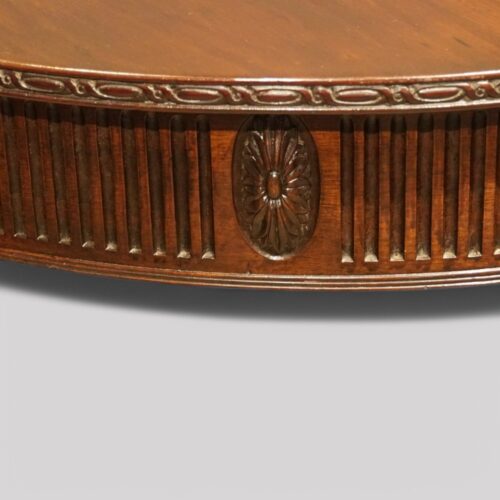 Adam style mahogany demi-lune table carving