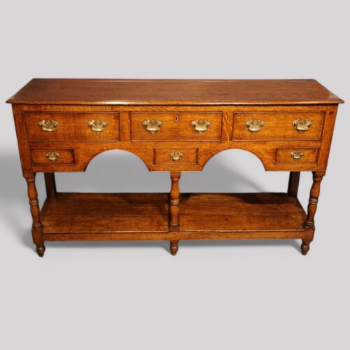 Antique oak pot board dresser base corner leg