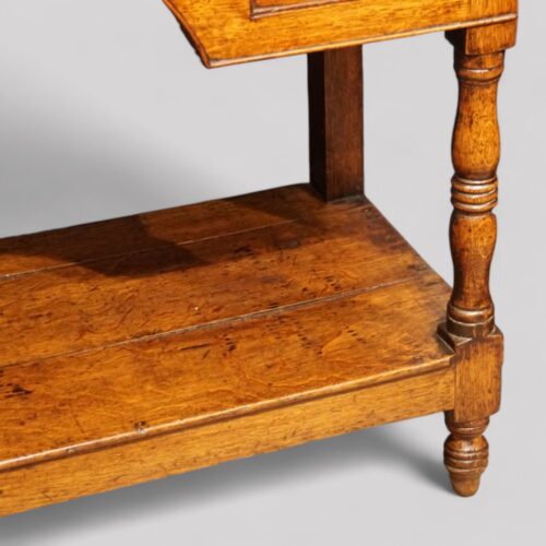 Antique oak pot board dresser base leg detail
