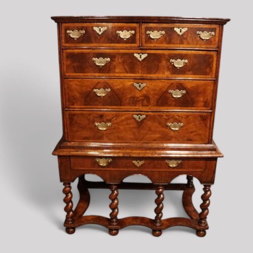 Antique walnut chest on stand