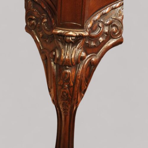 Chippendale style mahogany serpentine desk carved knee