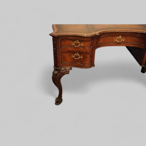 Chippendale style mahogany serpentine desk drawer front