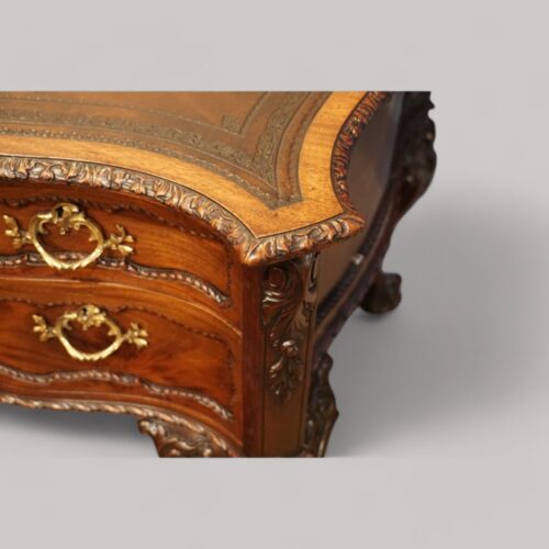 Chippendale style mahogany serpentine desk fine carved edge