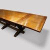 Large oak refectory dining table end leaf