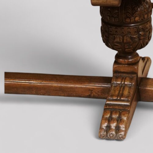 Large oak refectory dining table feet