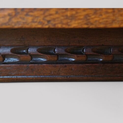 Oak refectory draw leaf dining table carving