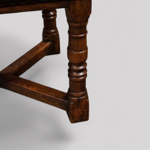 Oak refectory draw leaf dining table leg detail