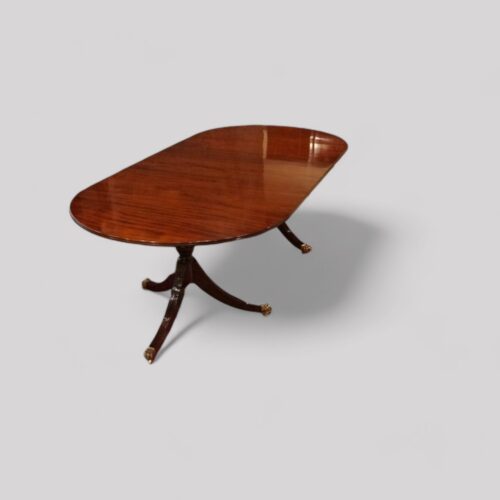 Regency style mahogany double pedestal dining table angle