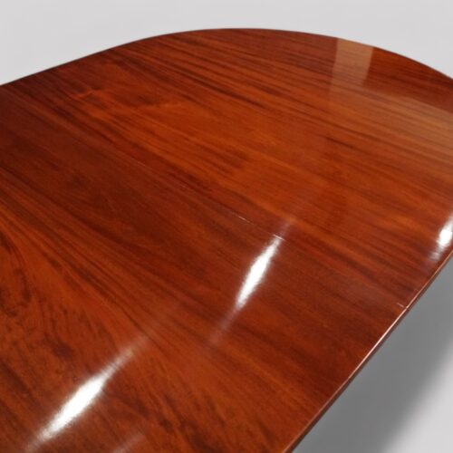 Regency style mahogany double pedestal dining table detail woodgrain