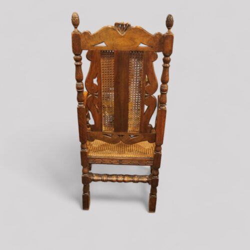 Set of 8 Victorian Carolean walnut chairs armchair rear