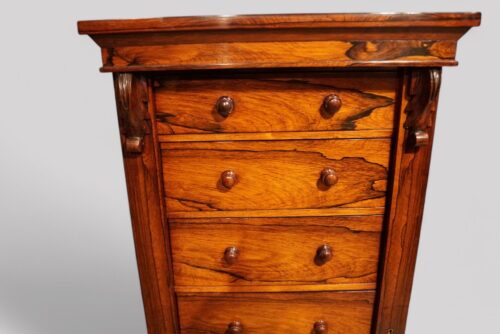 Victorian rosewood Wellington chest drawer detail