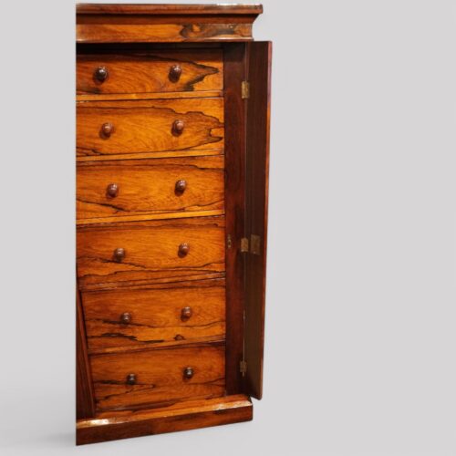 Victorian rosewood Wellington chest locking bar