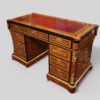Victorian walnut ormolu pedestal desk at angle