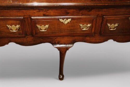 Antique oak cabriole leg dresser base centre leg
