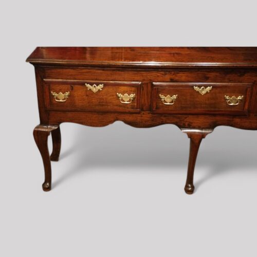 Antique oak cabriole leg dresser base end drawer