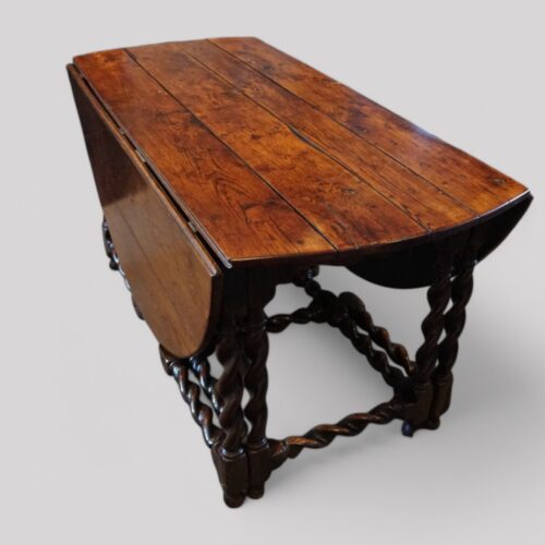 Antique oak double gate leg table end