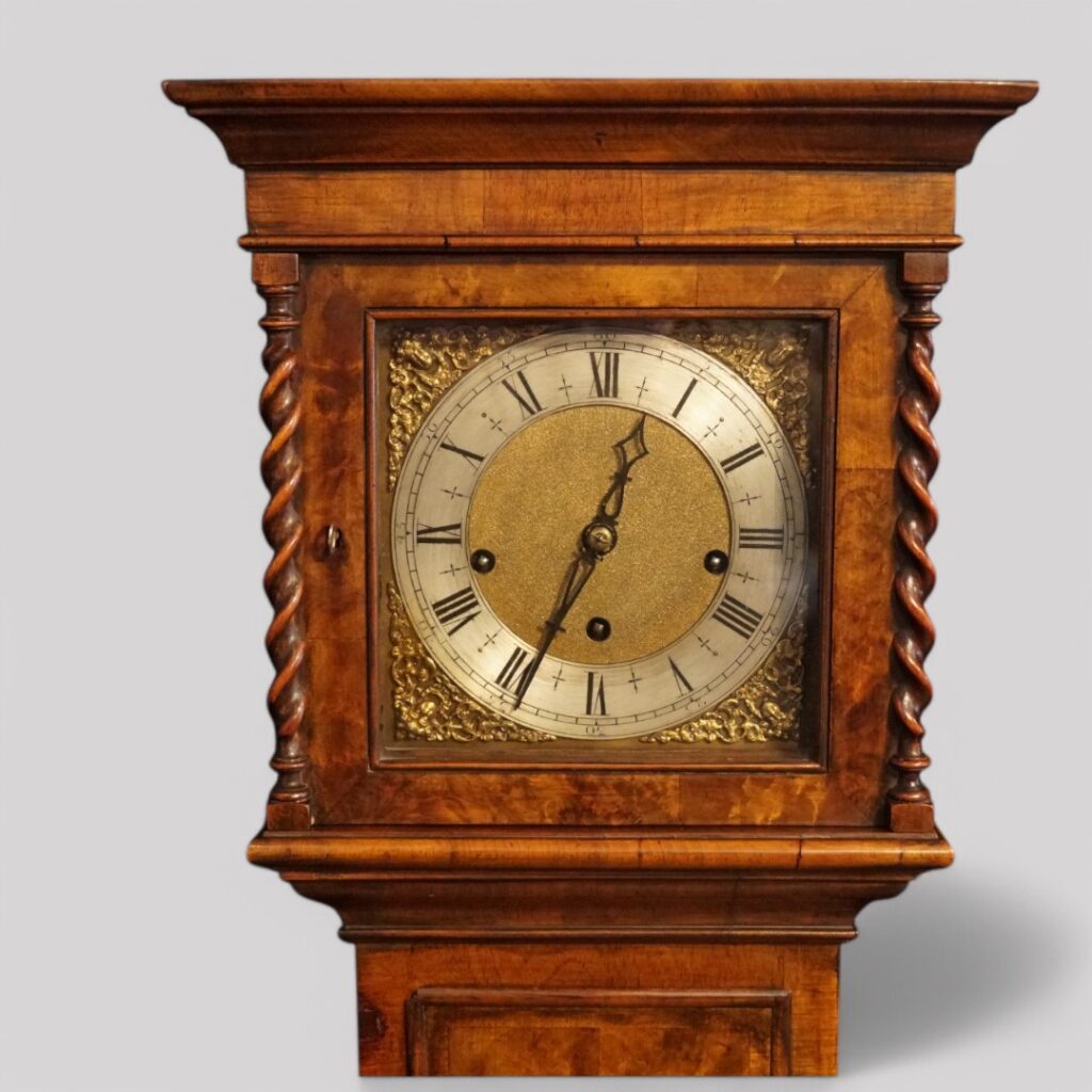 Edwardian walnut grandmother clock hood
