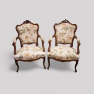 Pair of French walnut armchairs