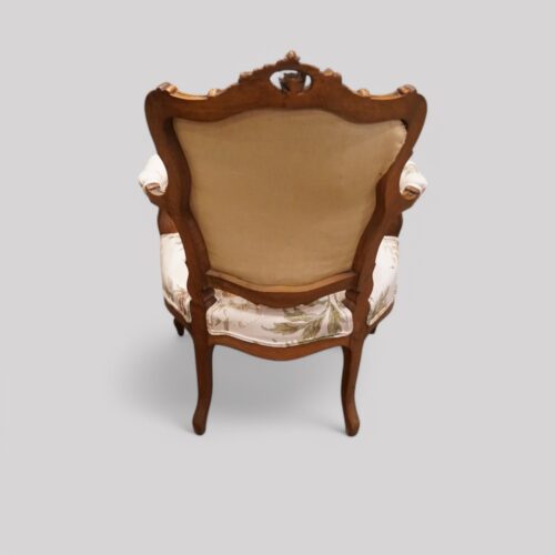 Pair of French walnut armchairs rear