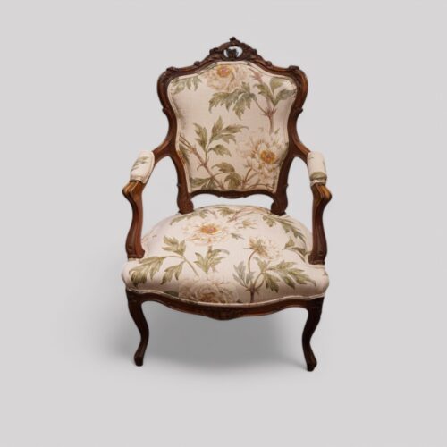 Pair of French walnut armchairs single
