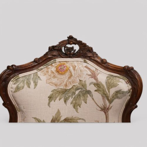 Pair of French walnut armchairs toprail