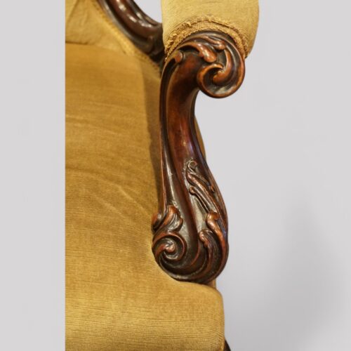 Victorian mahogany open arm chair arm