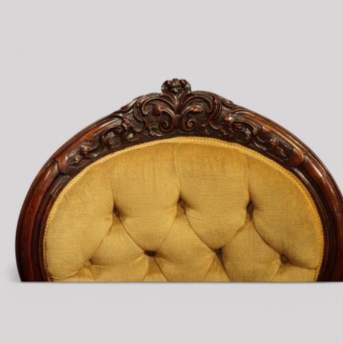 Victorian mahogany open arm chair carving to crest