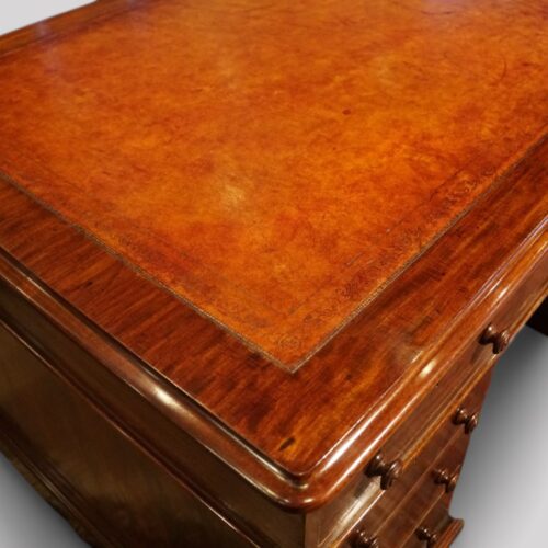 Victorian mahogany partners desk corner leather