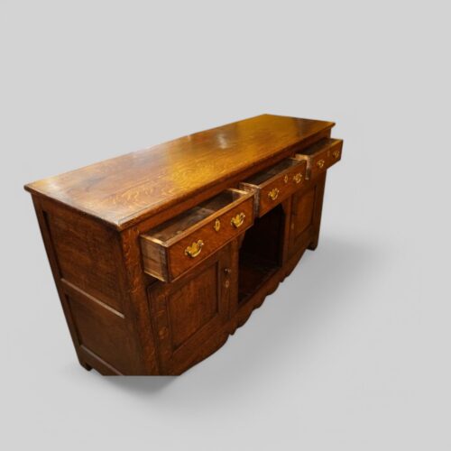 Antique oak dog kennel dresser drawers open