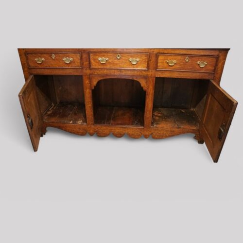 Antique oak dog kennel dresser interior
