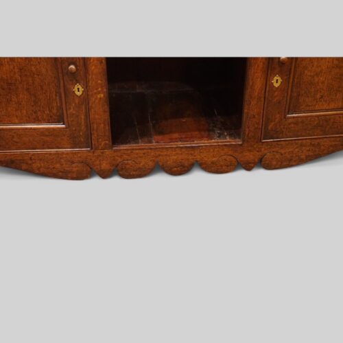 Antique oak dog kennel dresser shaped apron